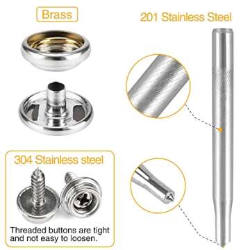 CENOZ Canvas Snap Kit 150 PCS Marine Grade Stainless Steel