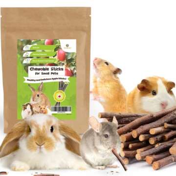 SunGrow Apple Sticks, Wood Chew Sticks for Rabbits, Chinchillas, Bunny, Hamster, Squirrel, Guinea Pi...