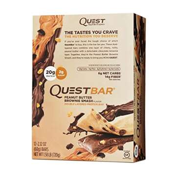 Quest Nutrition- High Protein, Low Carb, Gluten Free, Keto Friendly, Peanut Butter Brownie Smash, 12 Count