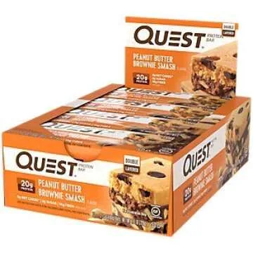 Quest Nutrition- High Protein, Low Carb, Gluten Free, Keto Friendly, Peanut Butter Brownie Smash, 12 Count