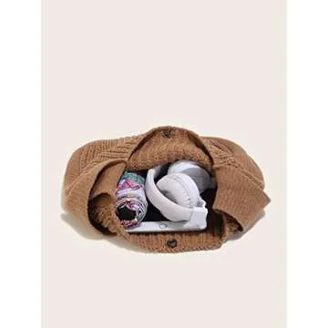 ENBEI Women's Handcrafted Crochet Tote Bag Knit Shoulder bag,All-Season Handwoven Beach Bag, Cute Eco-Friendly Handmade Tote for Shopping, Travel, Daily Use, Gift Box Packaging(Light brown)