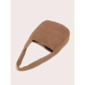 ENBEI Women's Handcrafted Crochet Tote Bag Knit Shoulder bag,All-Season Handwoven Beach Bag, Cute Eco-Friendly Handmade Tote for Shopping, Travel, Daily Use, Gift Box Packaging(Light brown)