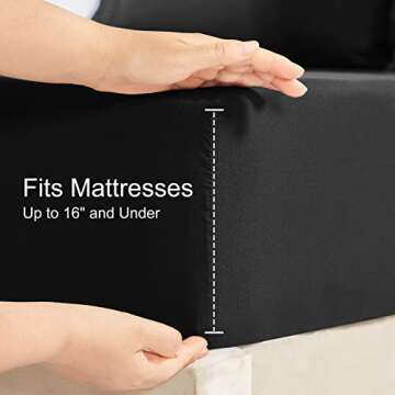 YIYEA Fitted Sheet with Pillowcase, 1800TC Hotel Quality Double Brushed Microfiber Deep Pocket Fitted Sheet Twin Size, Ultra Soft Fitted Bottom Sheet, Shrinkage, Fade Resistant (Twin, Black)