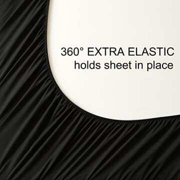 YIYEA Fitted Sheet with Pillowcase, 1800TC Hotel Quality Double Brushed Microfiber Deep Pocket Fitted Sheet Twin Size, Ultra Soft Fitted Bottom Sheet, Shrinkage, Fade Resistant (Twin, Black)
