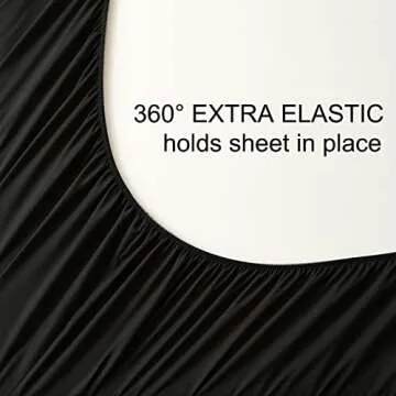 YIYEA Fitted Sheet with Pillowcase, 1800TC Hotel Quality Double Brushed Microfiber Deep Pocket Fitted Sheet Twin Size, Ultra Soft Fitted Bottom Sheet, Shrinkage, Fade Resistant (Twin, Black)