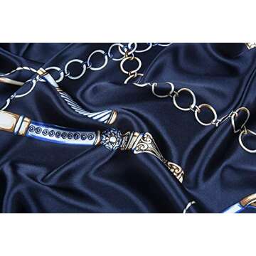 corciova Silk Like 35 x 35 Kerchief Neck Scarf Women Chains Navy Curly Headband Tie Sleeping Night Fashion Bandana Headscarf