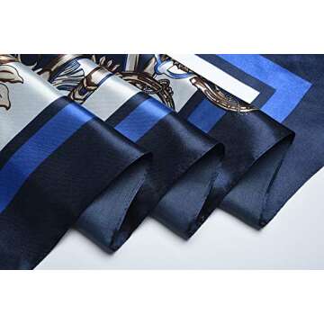 corciova Silk Like 35 x 35 Kerchief Neck Scarf Women Chains Navy Curly Headband Tie Sleeping Night Fashion Bandana Headscarf
