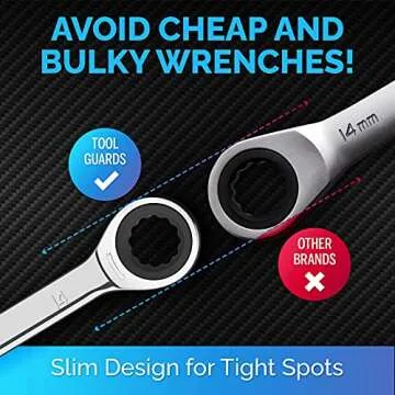 22-Piece TOOLGUARDS Ratcheting Wrench Set with Tool Roll