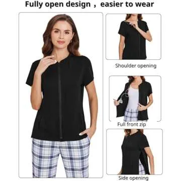 Deyeek Mastectomy Shirts with Zippers for Women