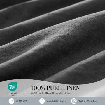 Simple&Opulence 100% Pure Linen Sheet Set Twin Size, Natural French Flax Solid Color 3 Pcs Washed Br...