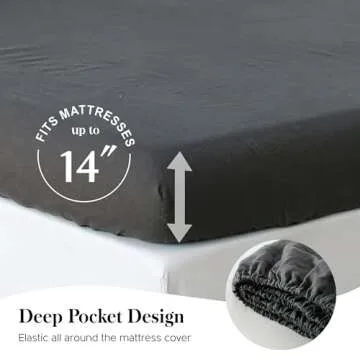 Simple&Opulence 100% Pure Linen Sheet Set Twin Size, Natural French Flax Solid Color 3 Pcs Washed Breathable, Farmhouse Bedding (1 Flat Sheet,1 Fitted Sheet,1 Pillowcase)-Embroidery Dark Grey