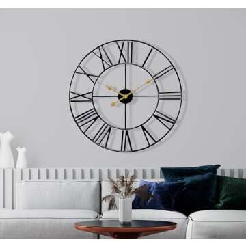 Sorbus Large Wall Clock for Living Room Decor - 24 inch Big Wall Clock Decorative - Battery Operated...