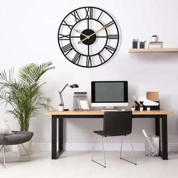 Sorbus Large Wall Clock for Living Room Decor - 24 inch Big Wall Clock Decorative - Battery Operated - Roman Numeral Analog Large Clock for Bedroom, Room, Home, Kitchen, Office, Wall Decor (Black)