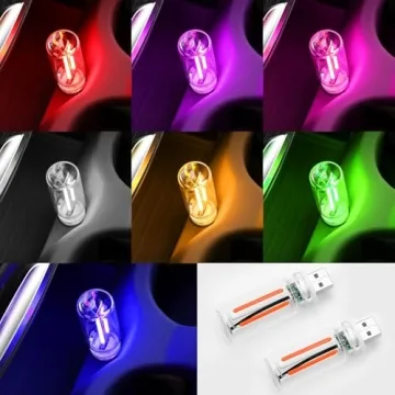 2 PCS Car USB Lights - Touch Dimmable Retro LED Atmosphere Lamps