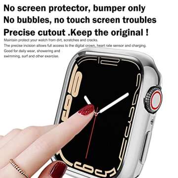 BOTOMALL Compatible with Apple Watch Bumper Case 44mm Series 6 5 4 SE Soft Flexible TPU Thin Lightwe...