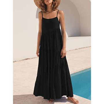 ANRABESS Summer Sundress Adjustable Strap Maxi Dress