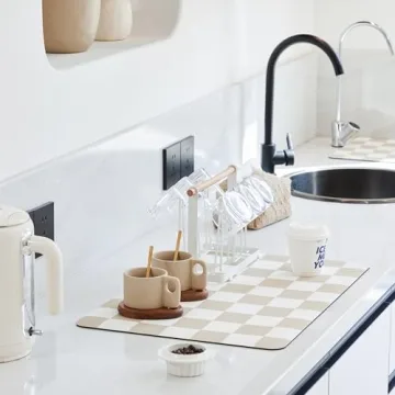Ohocut Checkered Dish Drying Mat for Kitchen Counter, Coffee Bar, Coffee Station Accessories, Retro ...