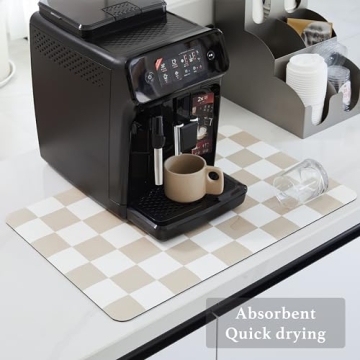 Ohocut Checkered Dish Drying Mat for Kitchen and Coffee Bar