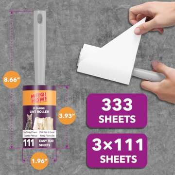 Lint Rollers for Pet Hair, 333 Sheets Value Set with 3 Upgraded Handles, Portable Lint Remover for Clothes, Furniture, Carpet, and Pet Hair Removal, Ideal for Dog & Cat Hair