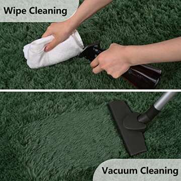 Litopyo Dark Green Fluffy Shaggy Area Rug for Home