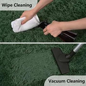 Litopyo Dark Green Fluffy Shaggy Area Rug for Home