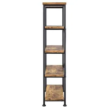 Stylish 4-Tier Bookcase with Rustic Design and Steel Frame