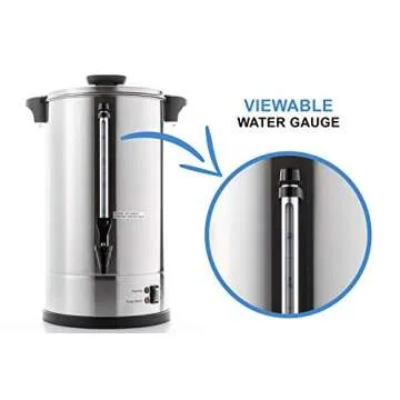 SYBO SR-CP-100B Commercial Grade Stainless Steel Percolate Coffee Maker Hot Water Urn for Catering, 100-Cup 16 L, Metallic