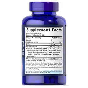 Puritan's Pride Glucosamine Chondroitin MSM for Joint Health - 240 Coated Tablets