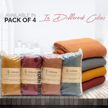 Eden Bliss Muslin Blankets - Soft Cotton Set of 4