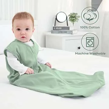 Yoofoss Baby Sleep Sack 6-12 Months Wearable Blanket for Babies 100% Cotton 2-Way Zipper TOG 0.5 Tod...