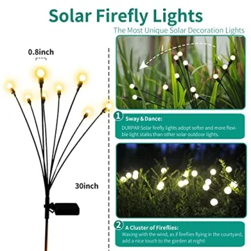 DURPAR Solar Firefly Lights - Waterproof Decorative Garden Lanterns