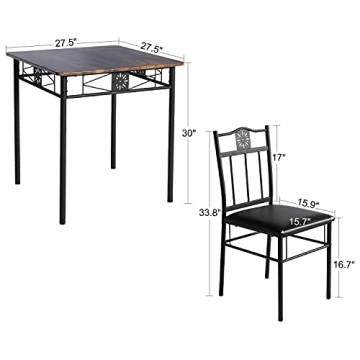VECELO 3-Piece Dining Set for Small Spaces