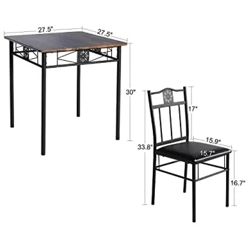 VECELO 3-Piece Dining Set for Small Spaces