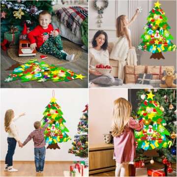 EMPOF Felt Christmas Tree for Toddlers, 3.3 FT Felt Tree for Kids with Lights + Griinchs Advent Calendar + 32 Ornaments, DIY Felt Tree Christmas Decorations Indoor, Kids Activities Christmas Presents