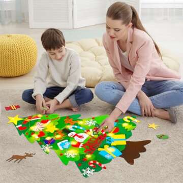 EMPOF Felt Christmas Tree for Toddlers, 3.3 FT Felt Tree for Kids with Lights + Griinchs Advent Calendar + 32 Ornaments, DIY Felt Tree Christmas Decorations Indoor, Kids Activities Christmas Presents