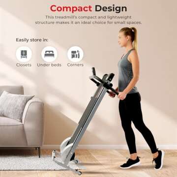 Sunny Health & Fitness Manual Walking Treadmill, Non-Electric, Foldable & Compact Design, Quiet Trea...