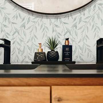 Sevalo Leaf Wallpaper Leaves Contact Paper Peel and Stick Wallpaper Boho Contact Paper for Cabinets ...