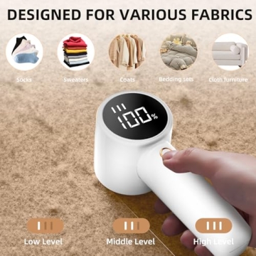 Rechargeable Fabric Shaver with LED Display and 6 Blades