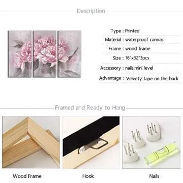 Sechars 3 Piece Floral Canvas Art for Home Decor