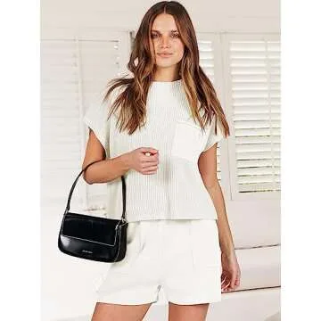 ANRABESS Women's Summer Two Piece Outfits in White