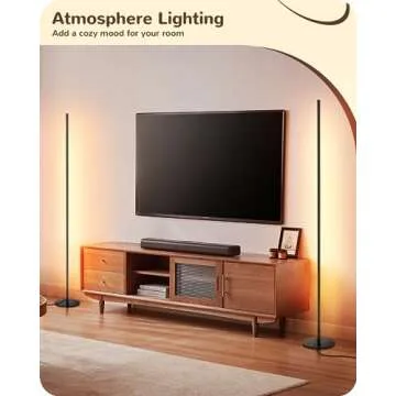 EDISHINE LED Corner Floor Lamp, Minimalist Dimmable Light with Remote, Standing 57.5 Inches Tall Lamp for Living Room, Bedroom, Home Office, 7 Color Temperature 2700-6000K (Black)