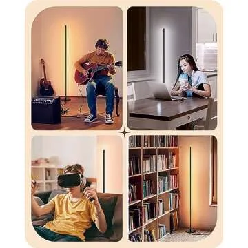 EDISHINE LED Corner Floor Lamp, Minimalist Dimmable Light with Remote, Standing 57.5 Inches Tall Lamp for Living Room, Bedroom, Home Office, 7 Color Temperature 2700-6000K (Black)