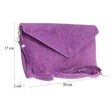 Girly HandBags Womens Italian Suede Leather Envelope Clutch Bag (Tan)