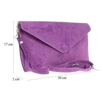 Girly HandBags Womens Italian Suede Leather Envelope Clutch Bag (Tan)