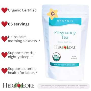 Herb Lore Organic Pregnancy Tea - 65 Servings Loose Leaf Red Raspberry Leaf for Pregnant Women - Saf...