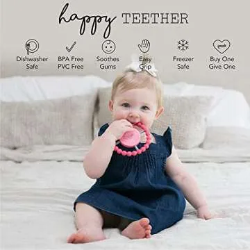 Bella Tunno Happy Teether – Soft & Easy Grip Baby Teether Toy, Silicone Teether Ring to Help Soothe Gums, Non-Toxic and BPA Free, Mama
