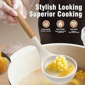 Silicone Cooking Utensils Set with Wooden Handles