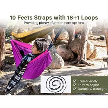 Kootek Camping Hammock 500 lbs Capacity, Camping Essentials, Lightweight Portable Double Hammock with Tree Straps, Camping Gear for Outside Hiking Camping Beach Backpack Travel
