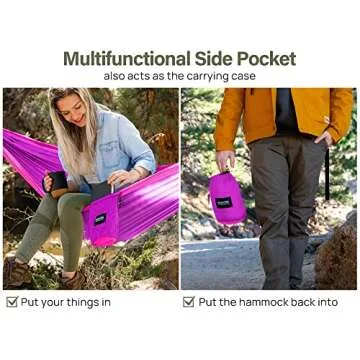 Kootek Camping Hammock 500 lbs Capacity, Camping Essentials, Lightweight Portable Double Hammock with Tree Straps, Camping Gear for Outside Hiking Camping Beach Backpack Travel