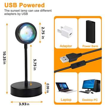 JIMEI Sunset Lamp Projector Led Lights for Bedroom Night Light RGB Lights Sun Sunlight Sunrise Lamp 10w 360° Rotation Mood Lighting Home/Room Decor Christmas Gifts for Women,Desktop Remote